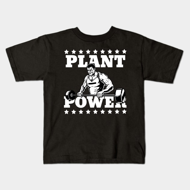 Plant Power Bodybuilding Vegan Kids T-Shirt by RadStar